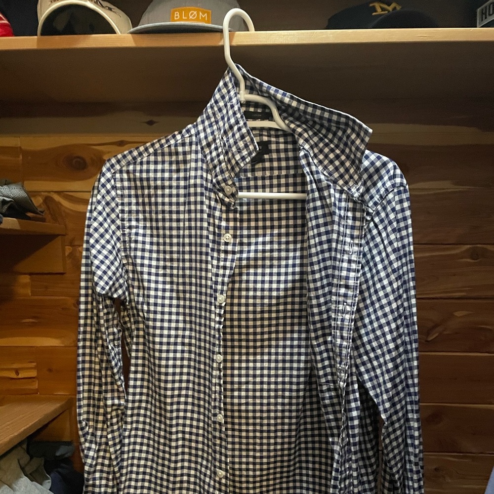 J Crew Ludlow dress shirt (navy gingham)
